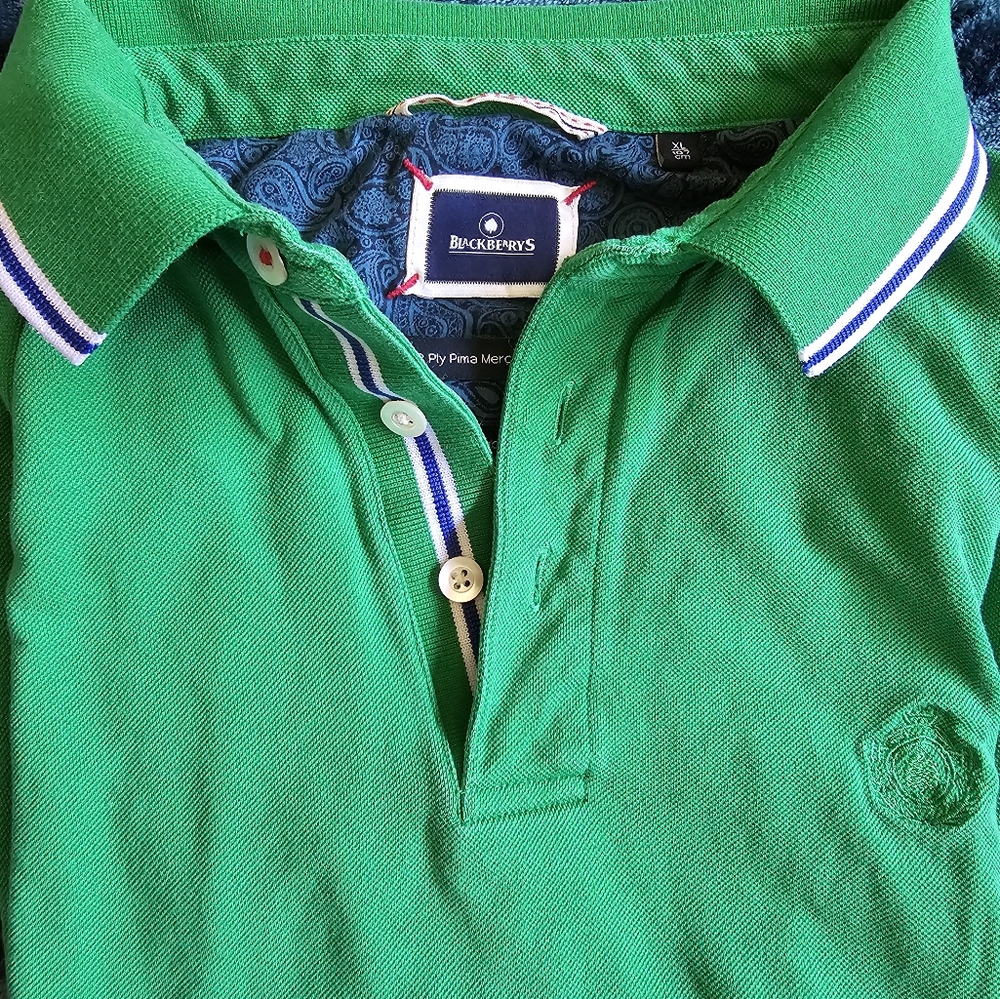 Bright‎ green by Blackberrys old money vibes 100% cotton polo t-shirt size XL